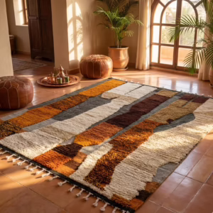 Handwoven Moroccan Wool Rug – Abstract Tribal Design