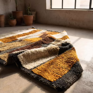 Handwoven Moroccan Wool Rug – Abstract Tribal Design