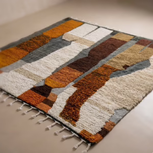 Handwoven Moroccan Wool Rug – Abstract Tribal Design