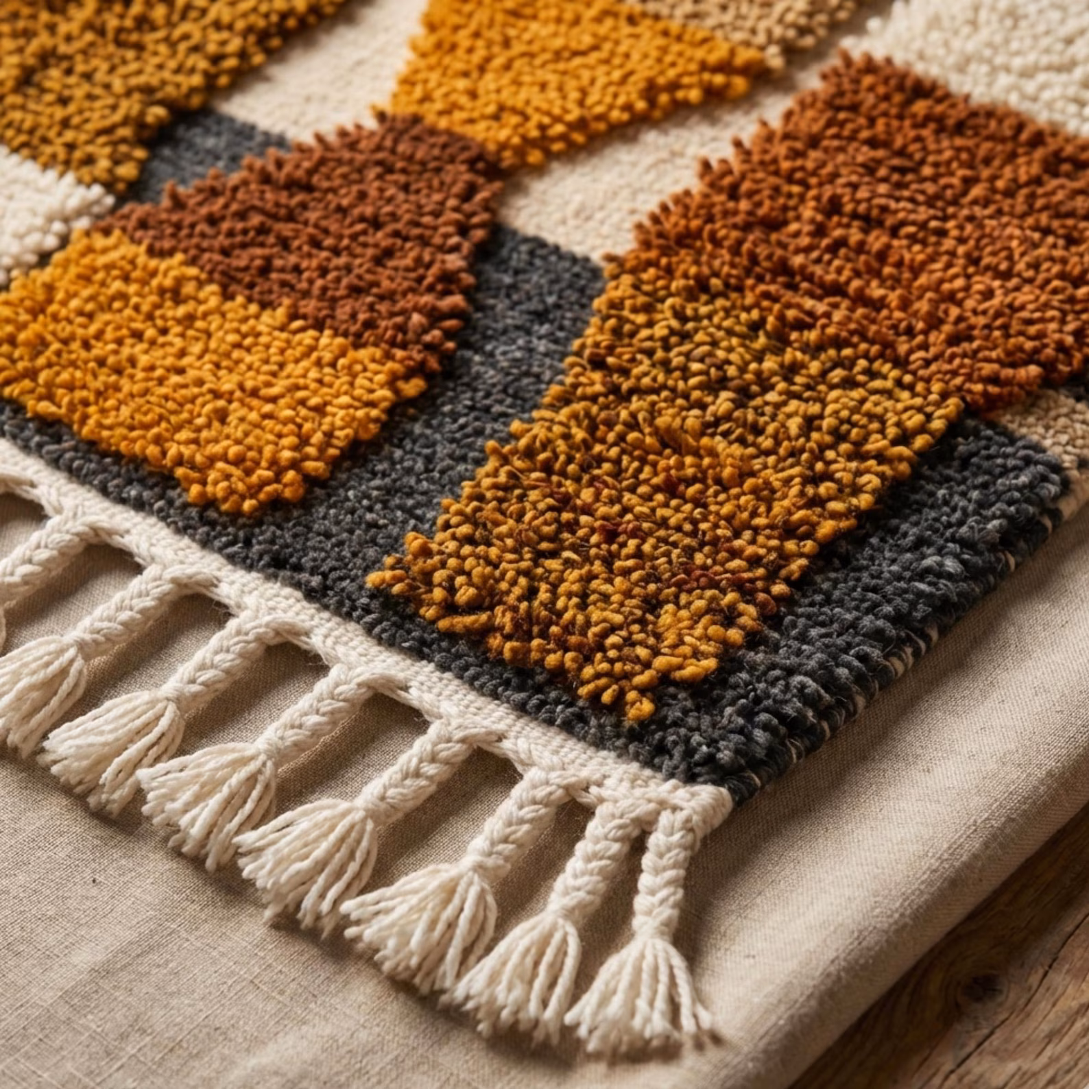 Handwoven Moroccan Wool Rug – Abstract Tribal Design - Image 8