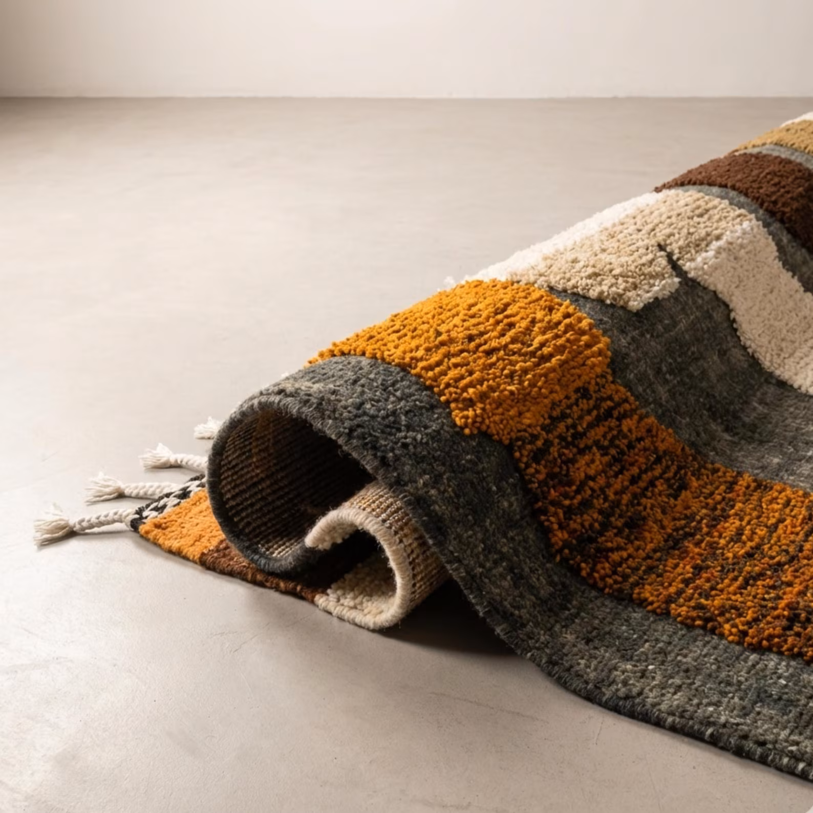 Handwoven Moroccan Wool Rug – Abstract Tribal Design - Image 9