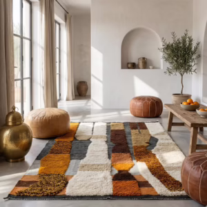 Handwoven Moroccan Wool Rug – Abstract Tribal Design