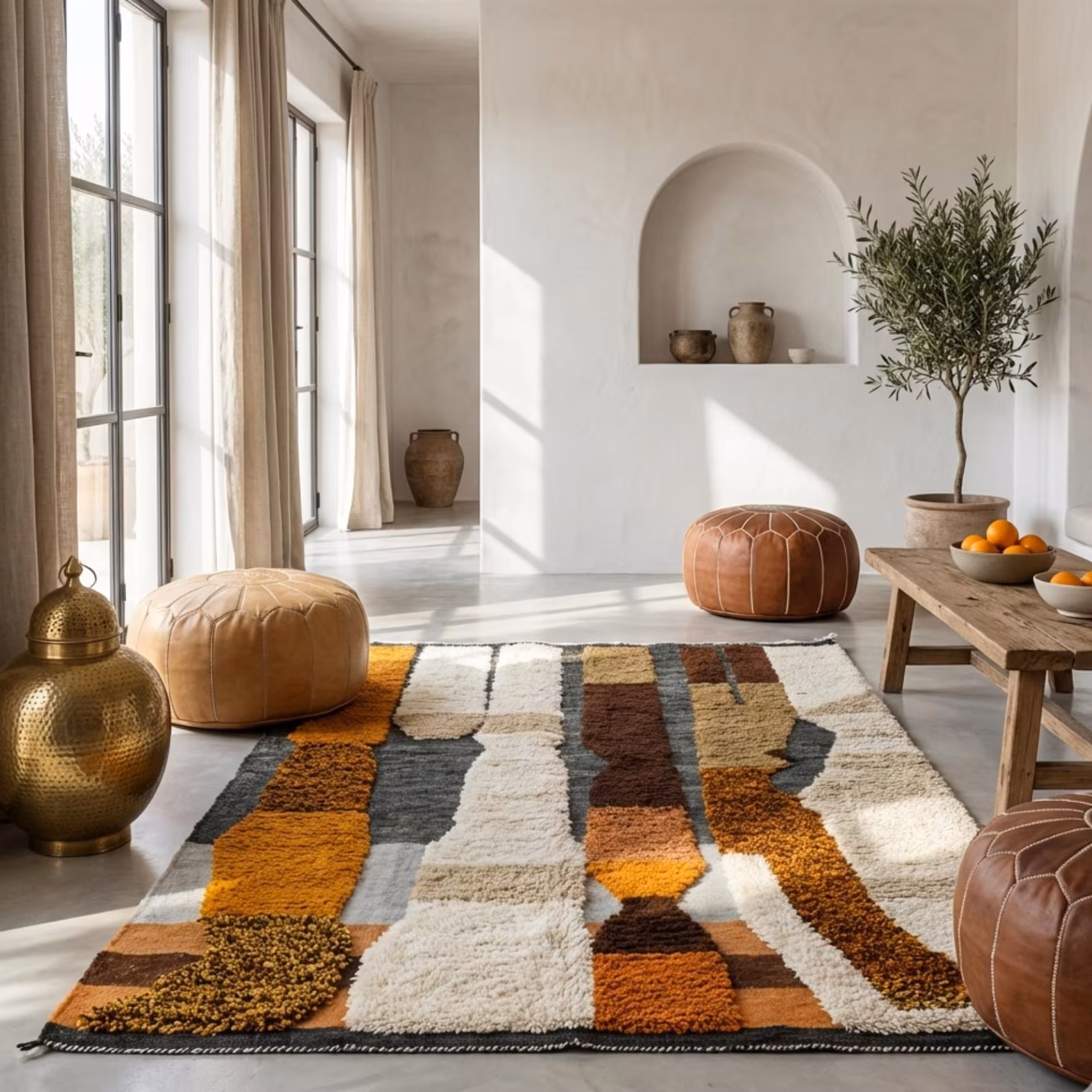 Handwoven Moroccan Wool Rug – Abstract Tribal Design - Image 10