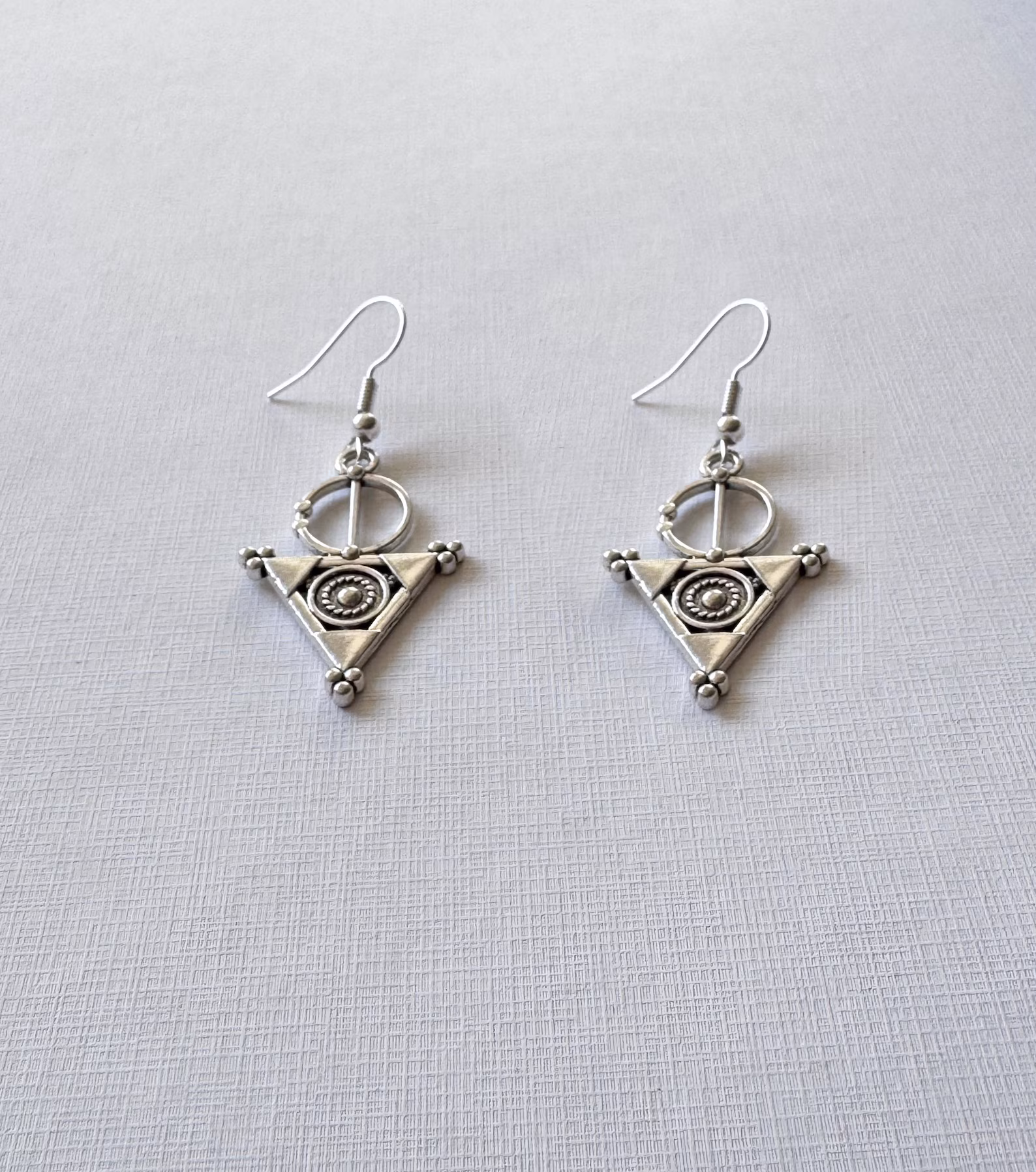Silver Plated Amazigh Fibula Earrings - Image 2