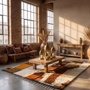 Handwoven Moroccan Wool Rug – Abstract Tribal Design