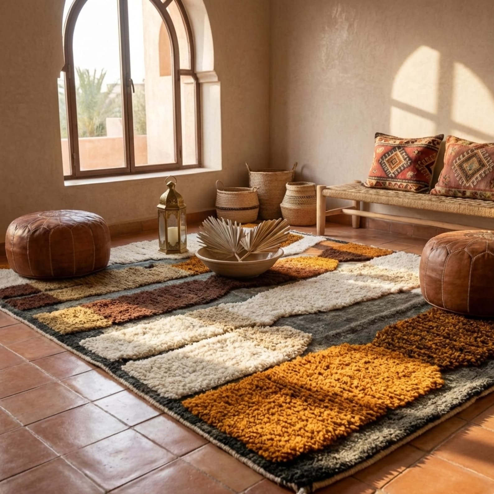 Handwoven Moroccan Wool Rug – Abstract Tribal Design - Image 17