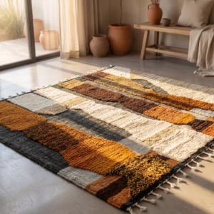Handwoven Moroccan Wool Rug – Abstract Tribal Design
