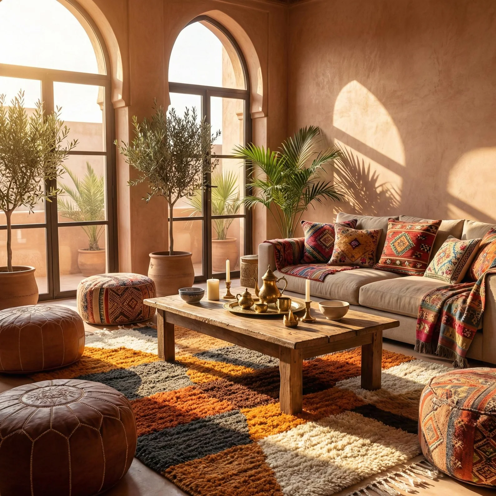 Handwoven Moroccan Wool Rug – Abstract Tribal Design - Image 15