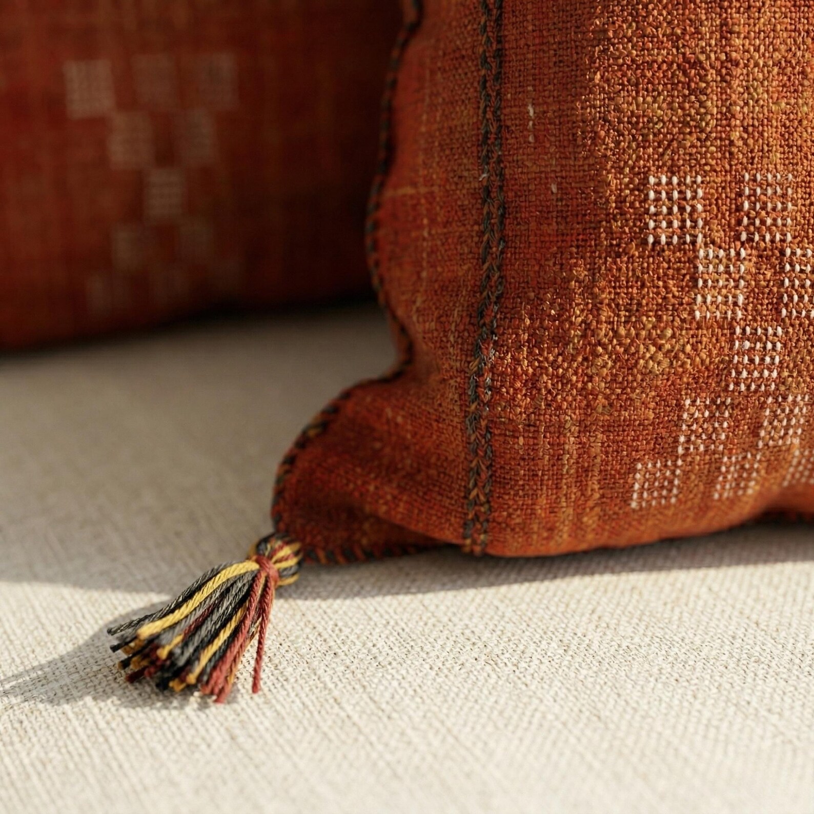 Handwoven Sabra Pillow Cover – Burnt Orange