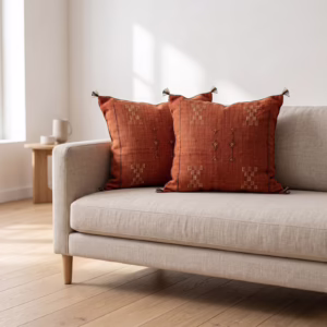 Handwoven Sabra Pillow Cover – Burnt Orange