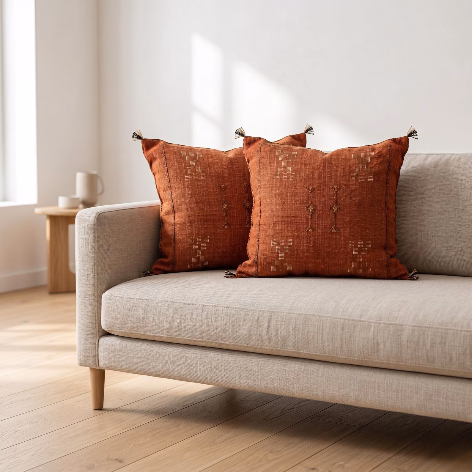 Handwoven Sabra Pillow Cover – Burnt Orange - Image 3