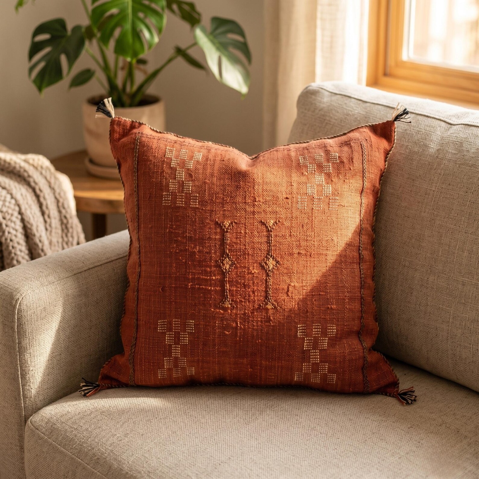Handwoven Sabra Pillow Cover – Burnt Orange - Image 5