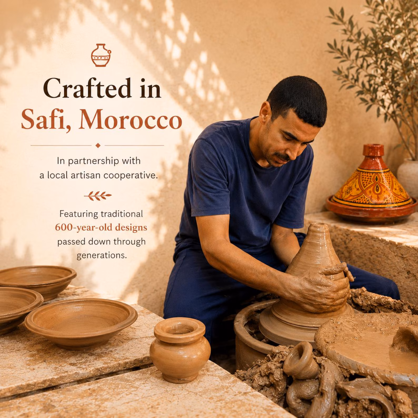 Handmade Moroccan Tagine Cooking Pot – 28cm - Image 8