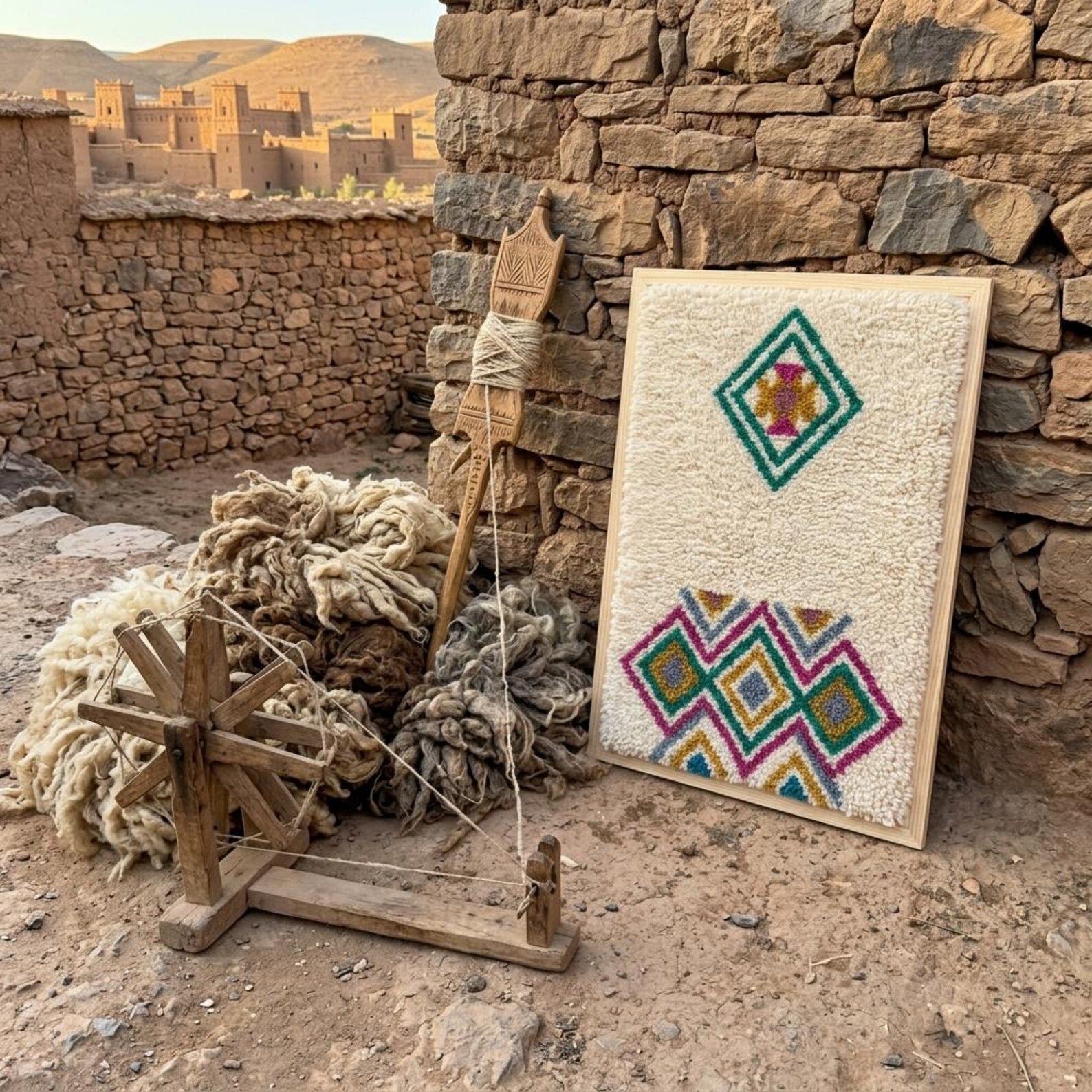 Handcrafted Amazigh Wool Wall Art - Image 3