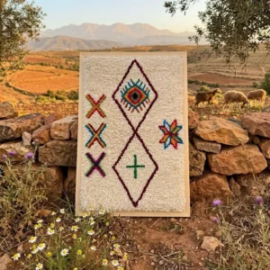 Framed Hand-Knotted Berber Wool Wall Art