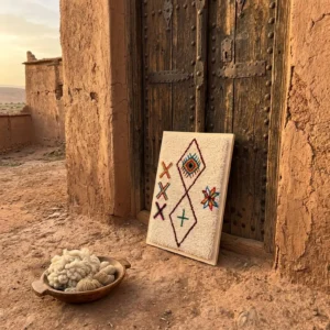 Framed Hand-Knotted Berber Wool Wall Art