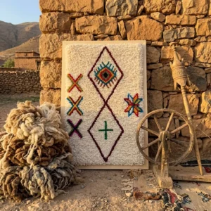 Framed Hand-Knotted Berber Wool Wall Art