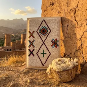 Framed Hand-Knotted Berber Wool Wall Art
