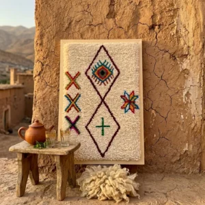 Framed Hand-Knotted Berber Wool Wall Art