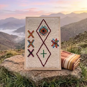 Framed Hand-Knotted Berber Wool Wall Art