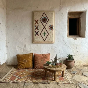 Framed Hand-Knotted Berber Wool Wall Art