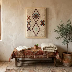 Framed Hand-Knotted Berber Wool Wall Art