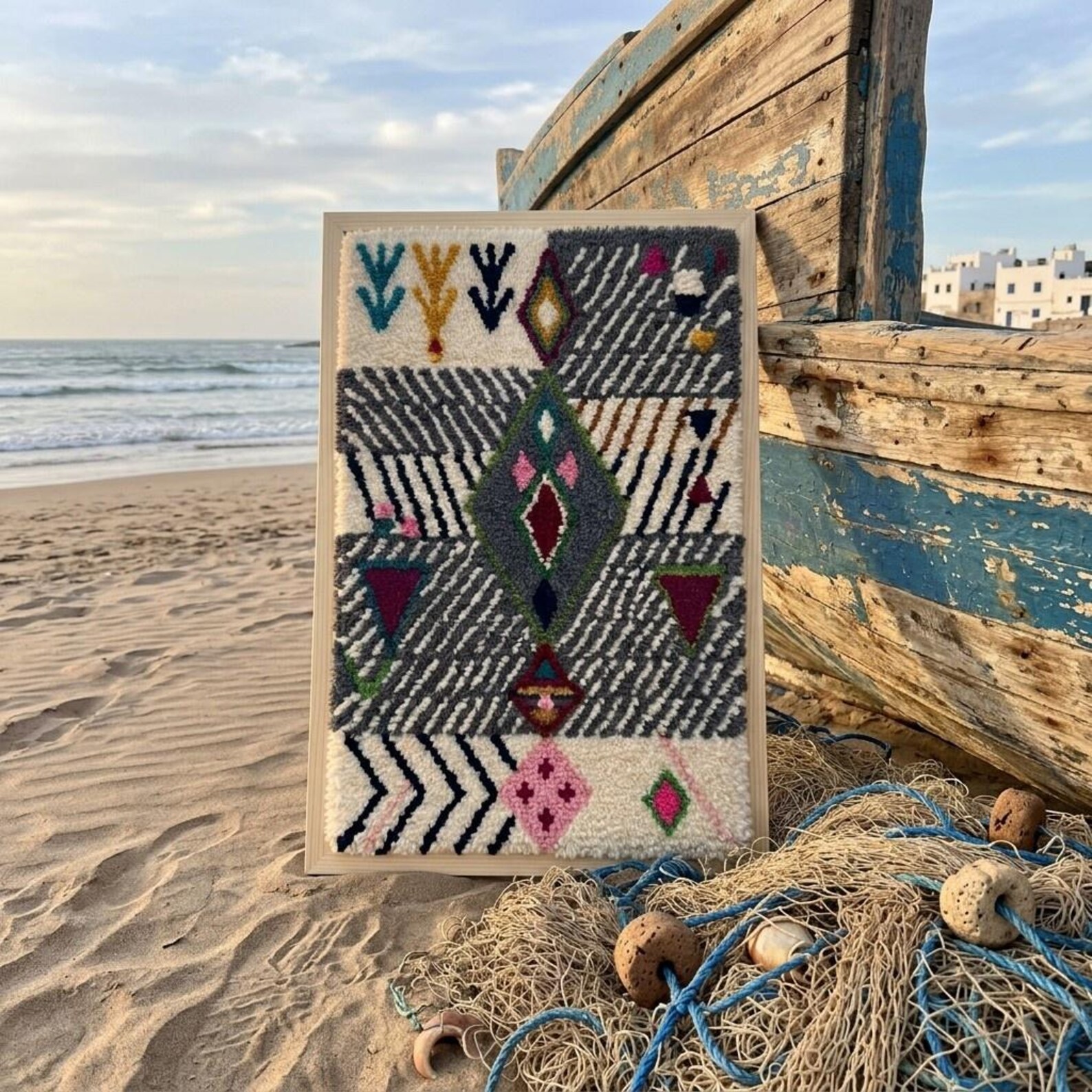 Handcrafted Amazigh Wool Wall Art – Atlas Mountain Inspired - Image 2