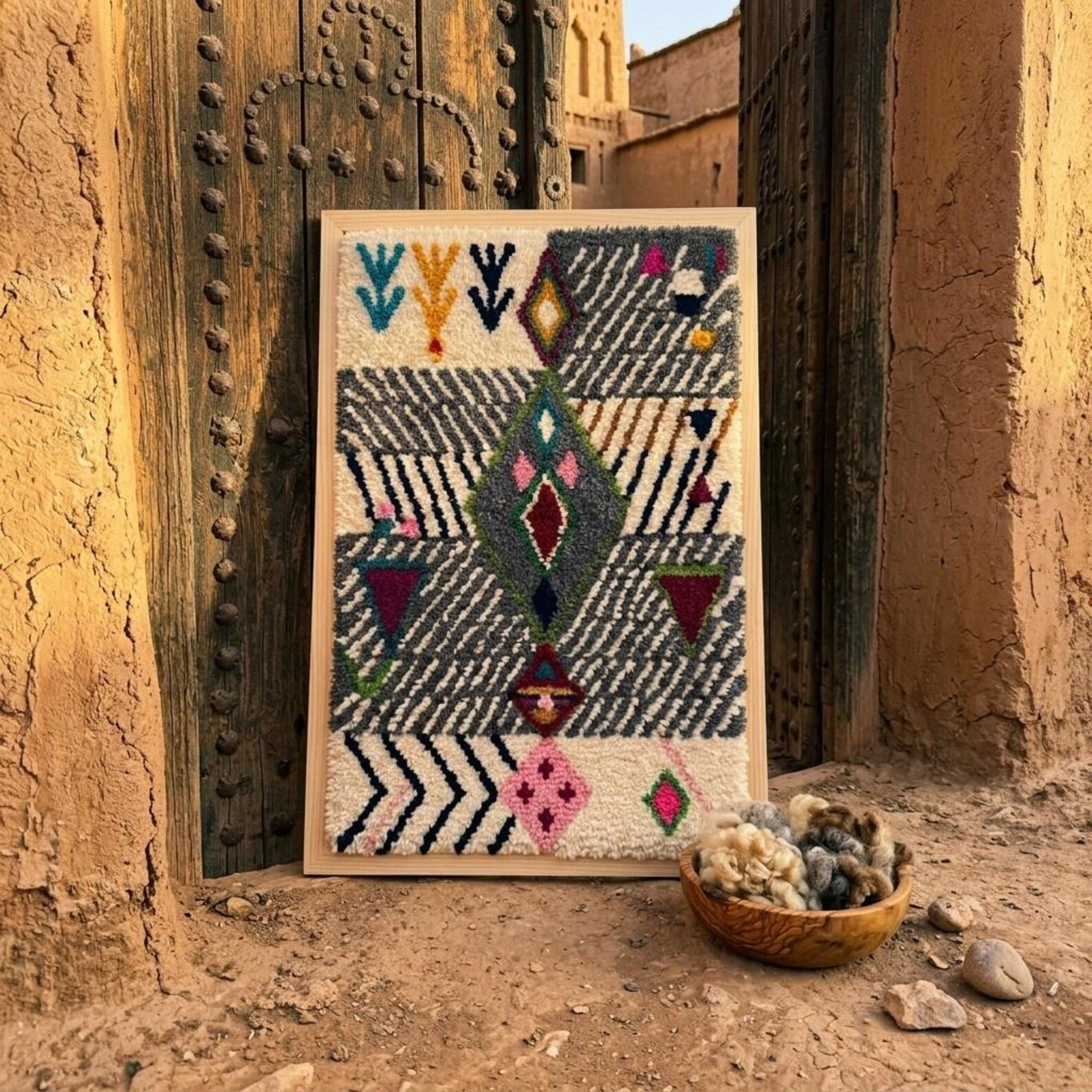Handcrafted Amazigh Wool Wall Art – Atlas Mountain Inspired - Image 3