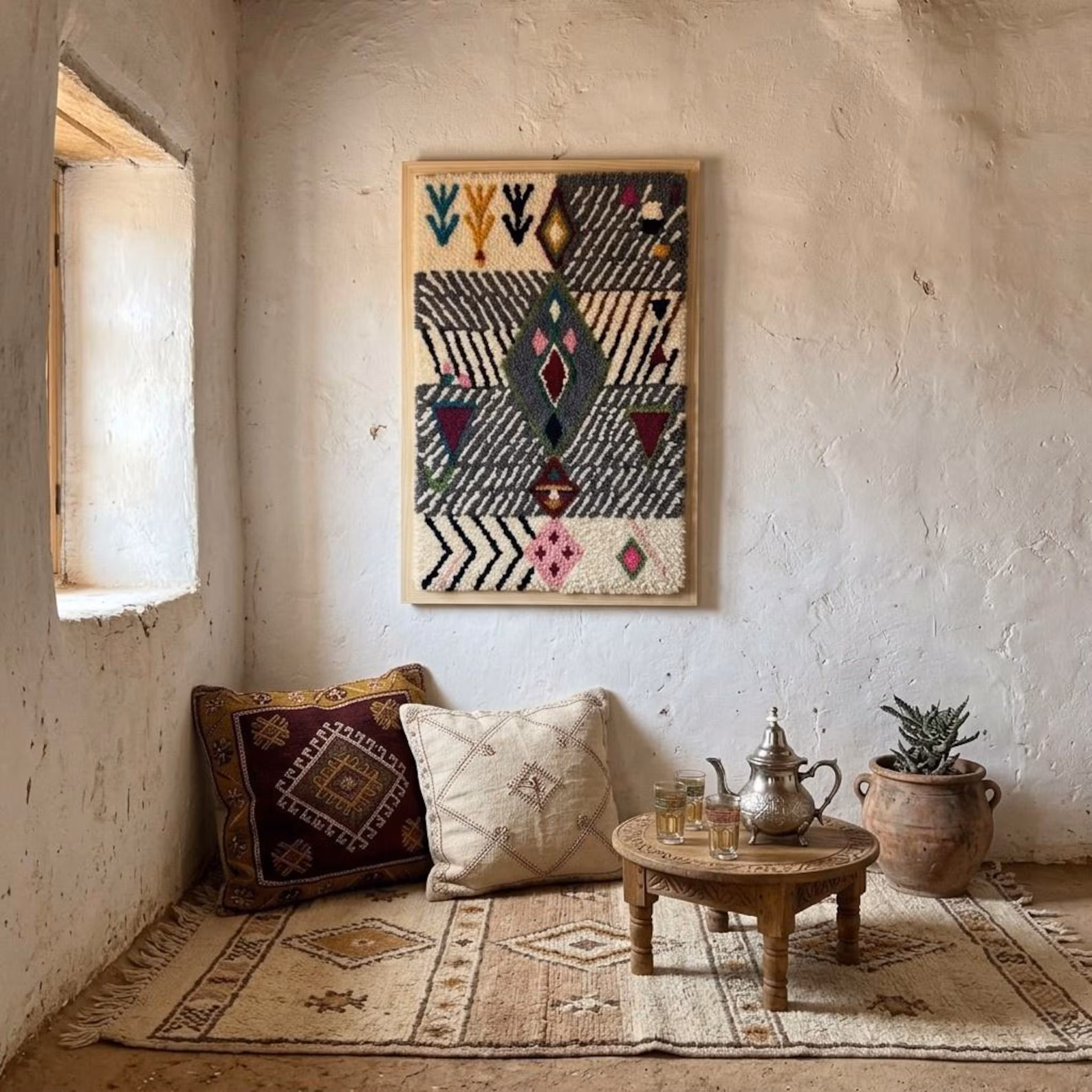 Handcrafted Amazigh Wool Wall Art – Atlas Mountain Inspired - Image 4