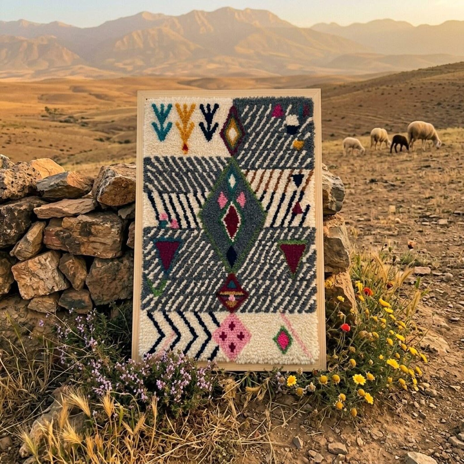 Handcrafted Amazigh Wool Wall Art – Atlas Mountain Inspired - Image 8