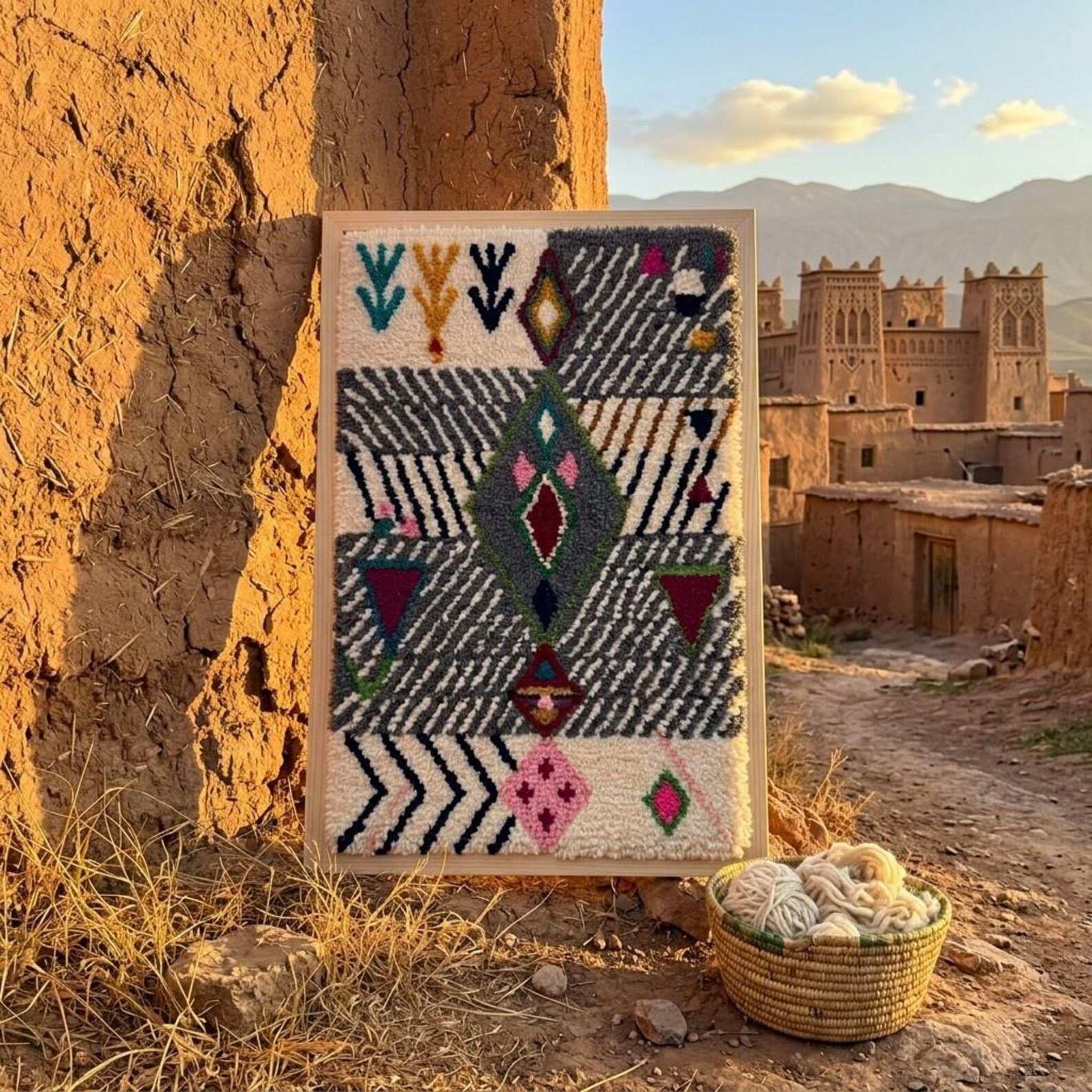 Handcrafted Amazigh Wool Wall Art – Atlas Mountain Inspired - Image 9