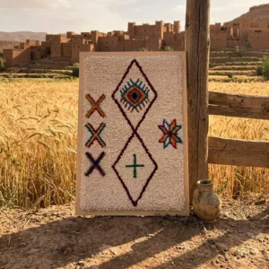 Framed Hand-Knotted Berber Wool Wall Art