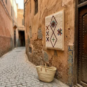 Framed Hand-Knotted Berber Wool Wall Art