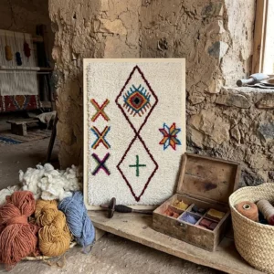 Framed Hand-Knotted Berber Wool Wall Art