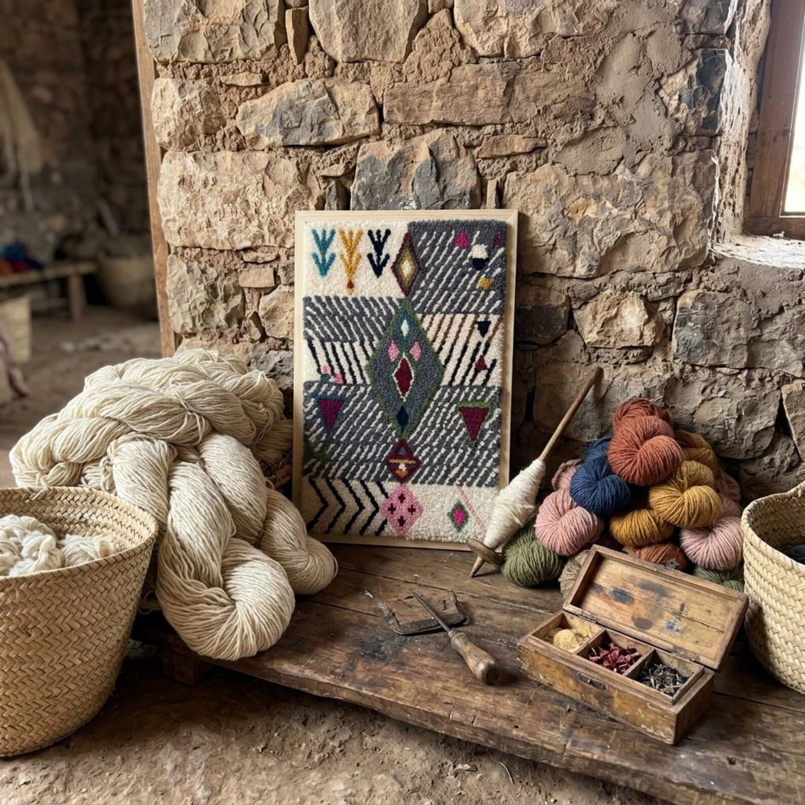 Handcrafted Amazigh Wool Wall Art – Atlas Mountain Inspired - Image 12