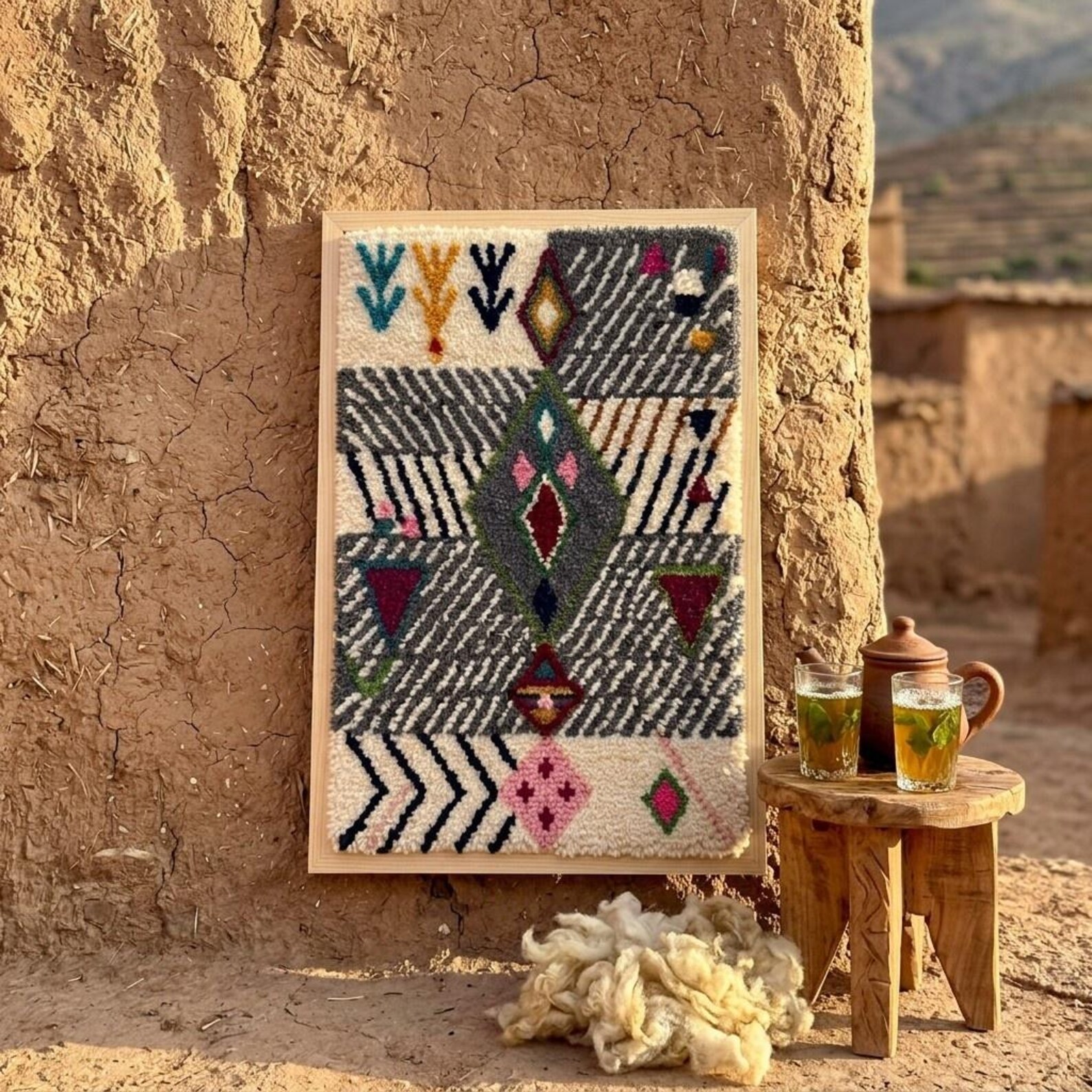 Handcrafted Amazigh Wool Wall Art – Atlas Mountain Inspired - Image 15