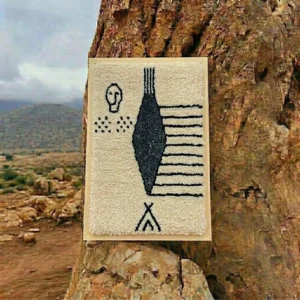 Hand-Tufted Amazigh Wool Wall Art – Ancient Symbols Design