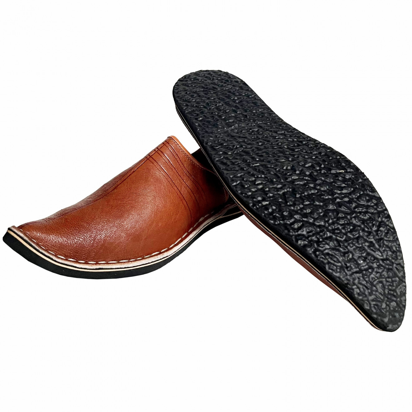 Brown Genuine Leather Moroccan Babouche Slippers