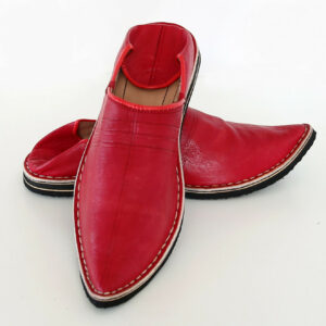 Red Genuine Leather Moroccan Babouche Slippers