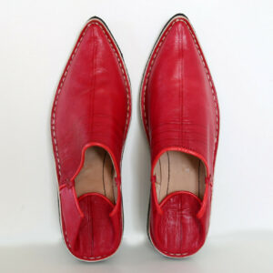Red Genuine Leather Moroccan Babouche Slippers