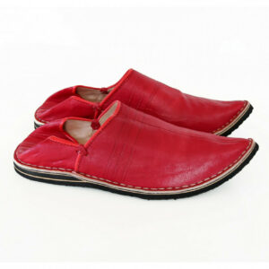 Red Genuine Leather Moroccan Babouche Slippers