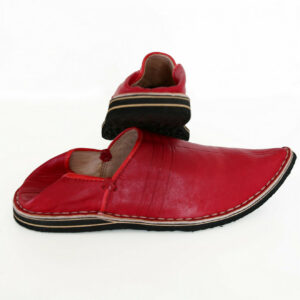 Red Genuine Leather Moroccan Babouche Slippers
