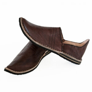 Dark Brown Genuine Leather Moroccan Babouche Slippers