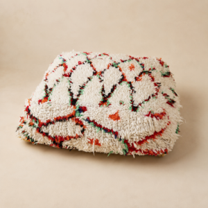 Handmade Wool Pouf – Square Berber-Inspired Floor Cushion