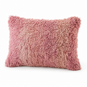 Handmade Wool Pillow – Blush Pink Berber Shag Cushion