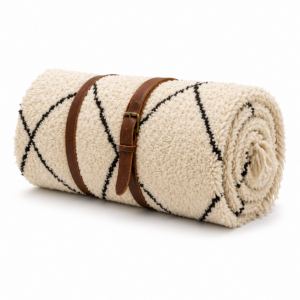 Wool Rug – Cream & Black Diamond Berber Rug