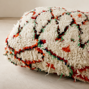Handmade Wool Pouf – Square Berber-Inspired Floor Cushion