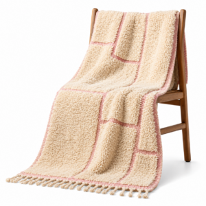 Blush Pink Cotton Rug – Soft Boho Geometric Rug