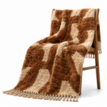 Earthy Wool Rug – Handwoven Brown & Cream Boho Rug