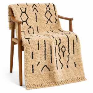 Custom Wool Rug – Cream & Black Berber-Style Area Rug